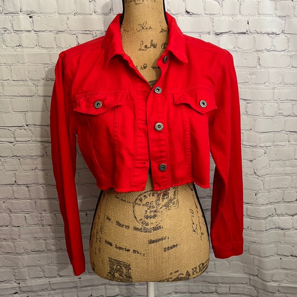Boohoo Crop Denim Jacket Size 8